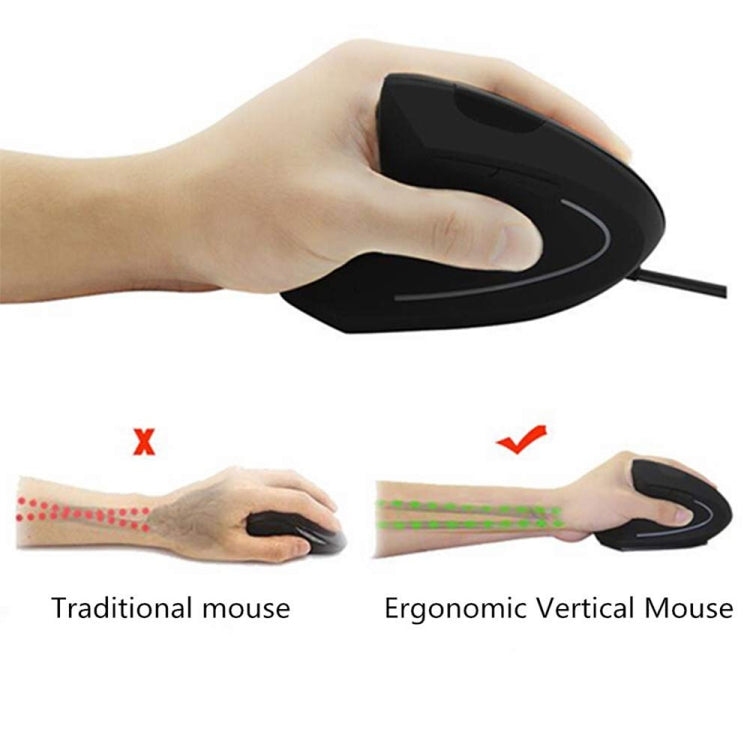 CM0093 Wired Version 2.4GHz Three-button Vertical Mouse for Left-hand, Resolution: 1000DPI / 1200DPI / 1600DPI, Cable Length：1.7m, Wired Version – Durable Build, Easy to Use