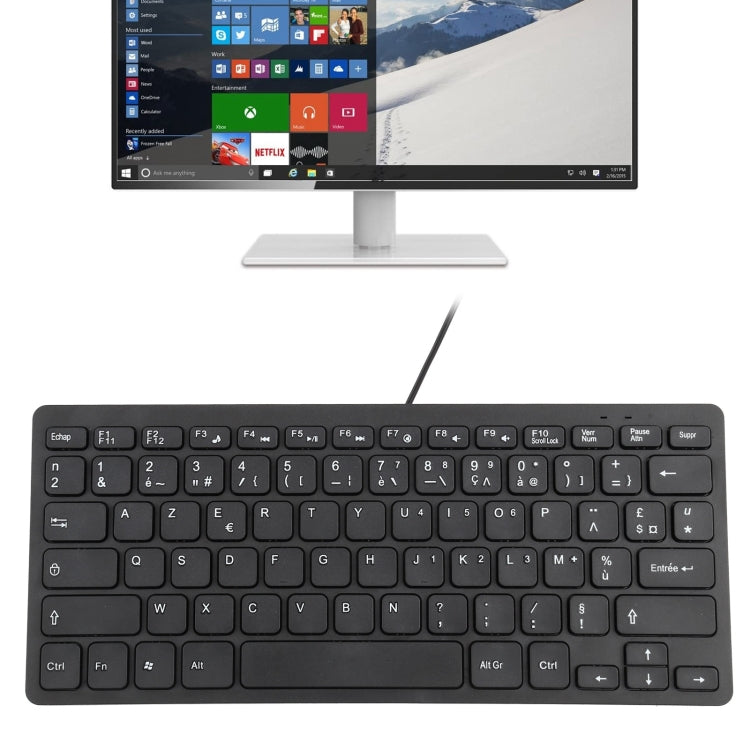 TT-A01 Ultra-thin Design Mini Wired Keyboard, French Version, French Version – Waterproof, Ultra-thin French Version