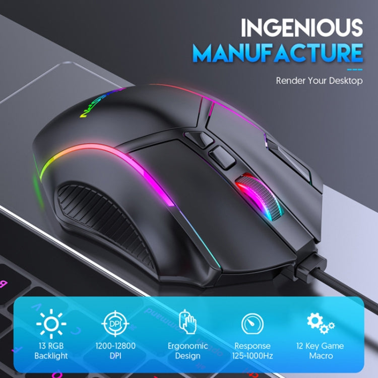 MKESPN X15 Full Speed 12800DPI 12 Buttons Macro Definition RGB Wired Mouse, x15 – Durable Build, Easy to Use