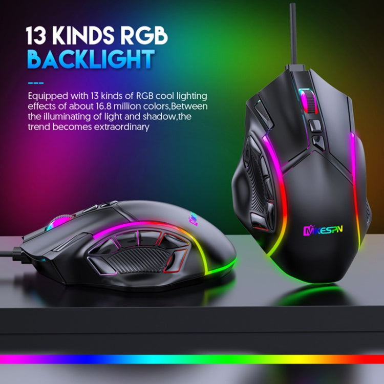 MKESPN X15 Full Speed 12800DPI 12 Buttons Macro Definition RGB Wired Mouse, x15 – Durable Build, Easy to Use