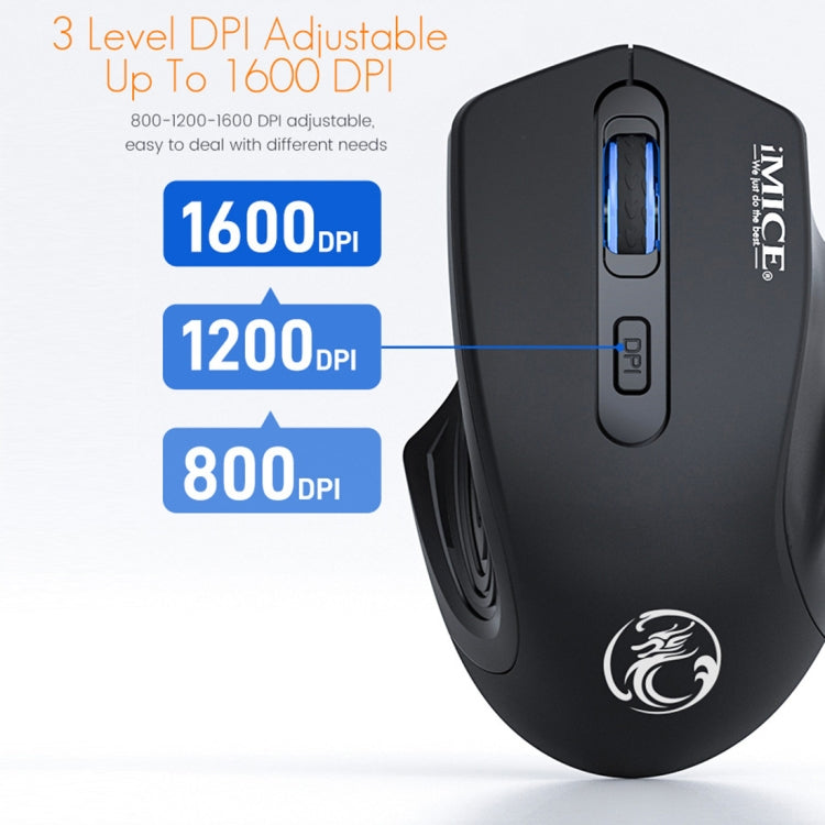 iMICE G-1800 Rechargeable 4 Buttons 1600 DPI 2.4GHz Silent Wireless Mouse for Computer PC Laptop – Non-slip, 4K