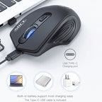 iMICE G-1800 Rechargeable 4 Buttons 1600 DPI 2.4GHz Silent Wireless Mouse for Computer PC Laptop – Non-slip, 4K