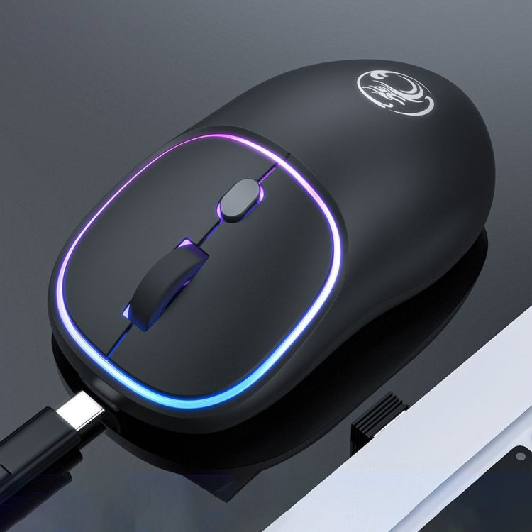 iMICE W-618 Rechargeable 4 Buttons 1600 DPI 2.4GHz Silent Wireless Mouse for Computer PC Laptop, W-618 2.4GHz – Non-slip W-618 2.4GHz Black