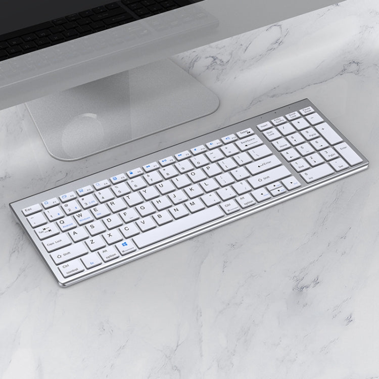 109 Three-mode Wireless Bluetooth Keyboard, Three-mode Keyboard – Bluetooth Three-mode Keyboard Silver