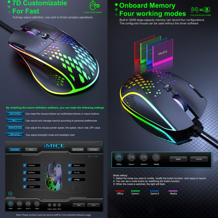 iMICE T97 Gaming Mouse RGB LED Light USB 7 Buttons 7200 DPI Wired Gaming Mouse – Durable Build, Easy to Use