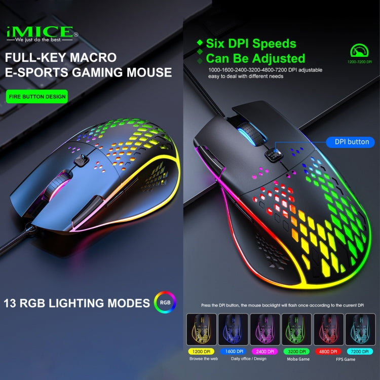 iMICE T97 Gaming Mouse RGB LED Light USB 7 Buttons 7200 DPI Wired Gaming Mouse – Durable Build, Easy to Use