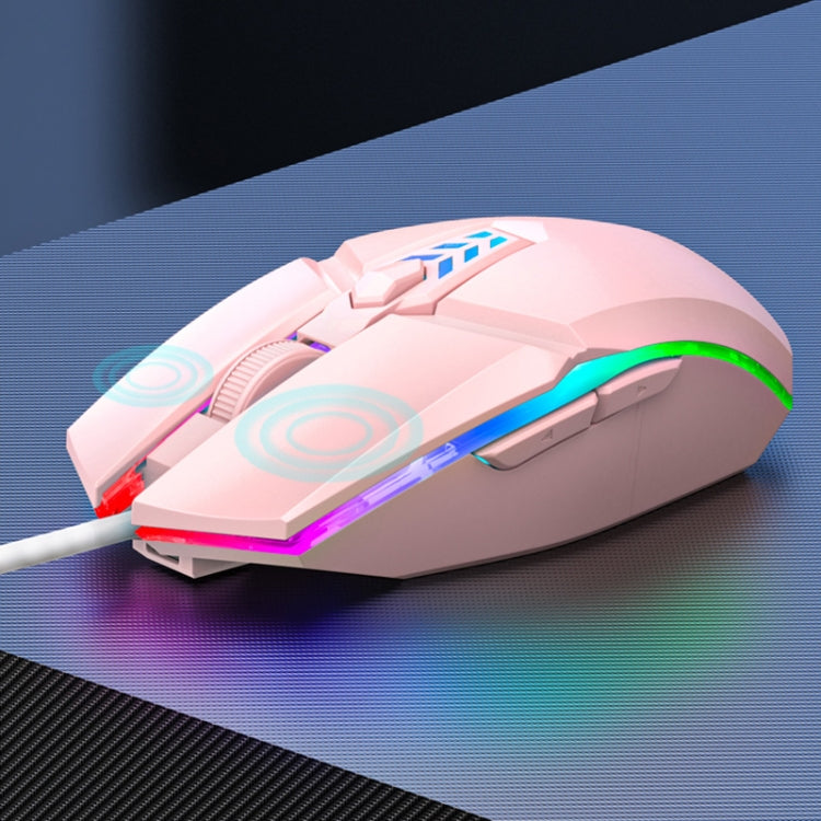 S700 Colorful Light USB Wired Office Gaming Mouse – Durable Build, Easy to Use Pink