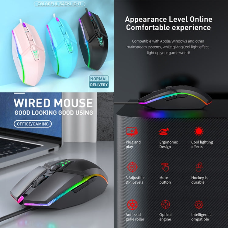S700 Colorful Light USB Wired Office Gaming Mouse – Durable Build, Easy to Use