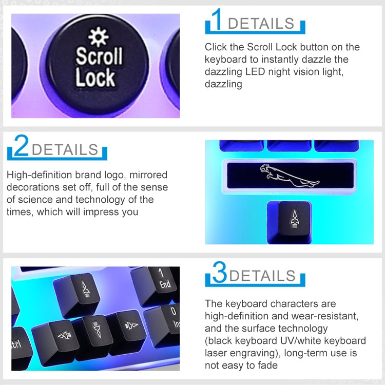 ZGB G21 Luminous Wired Keyboard + Mouse Set, G21 (Black) – Wear-resistant, Non-slip