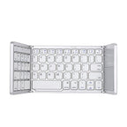 B033 Rechargeable 3-Folding 64 Keys Bluetooth Wireless Keyboard with Touchpad, 3-Folding 64 Keys with Touchpad White – Bluetooth 3-Folding 64 Keys with Touchpad White Silver