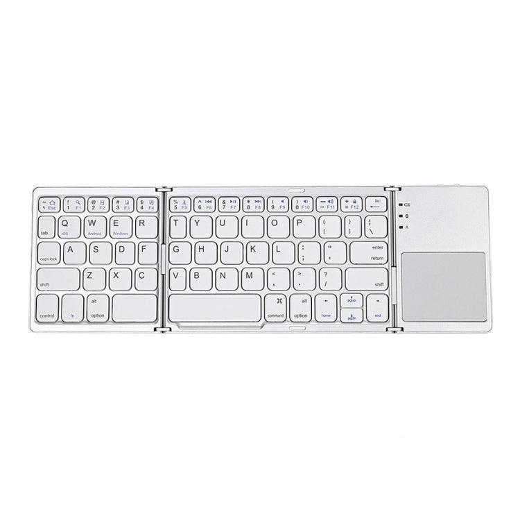 B033 Rechargeable 3-Folding 64 Keys Bluetooth Wireless Keyboard with Touchpad, 3-Folding 64 Keys with Touchpad White – Bluetooth