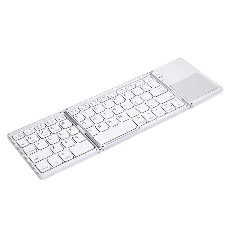 B033 Rechargeable 3-Folding 64 Keys Bluetooth Wireless Keyboard with Touchpad, 3-Folding 64 Keys with Touchpad White – Bluetooth