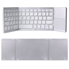 B033 Rechargeable 3-Folding 64 Keys Bluetooth Wireless Keyboard with Touchpad, 3-Folding 64 Keys with Touchpad White – Bluetooth