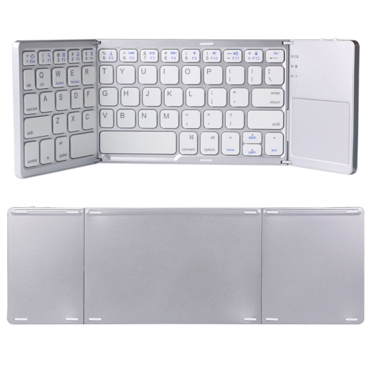 B033 Rechargeable 3-Folding 64 Keys Bluetooth Wireless Keyboard with Touchpad, 3-Folding 64 Keys with Touchpad White – Bluetooth