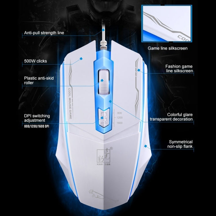 Chasing Leopard 199 USB 1600DPI Three-speed Adjustable LED Backlight Wired Optical Gaming Mouse, Length: 1.3m, 199 Black, 199 – Non-slip