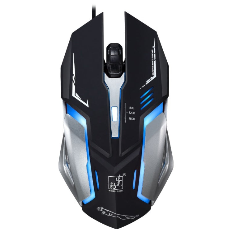 Chasing Leopard K1 USB 1600DPI Three-speed Adjustable LED Backlight Mute Wired Optical Gaming Mouse, Length: 1.3m – Wear-resistant