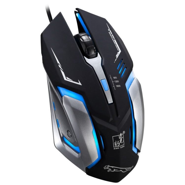 Chasing Leopard K1 USB 1600DPI Three-speed Adjustable LED Backlight Mute Wired Optical Gaming Mouse, Length: 1.3m – Wear-resistant Black