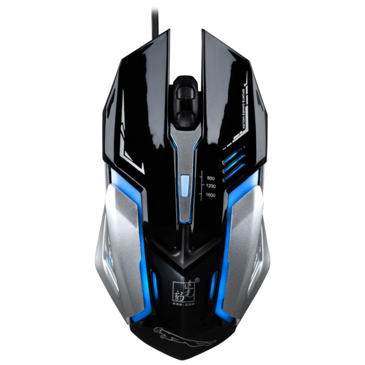 Chasing Leopard K1 USB 1600DPI Three-speed Adjustable LED Backlight Mute Wired Optical Gaming Mouse, Length: 1.3m – Wear-resistant Jet Black