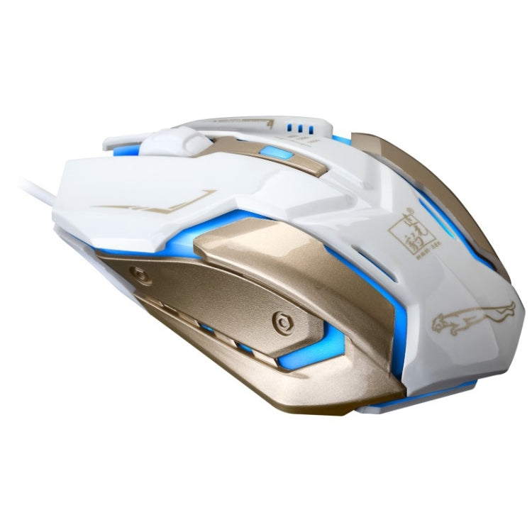 Chasing Leopard K1 USB 1600DPI Three-speed Adjustable LED Backlight Mute Wired Optical Gaming Mouse, Length: 1.3m – Wear-resistant White