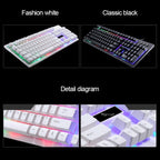ZGB G20 1600 DPI Professional Wired Glowing Mechanical Feel Suspension Keyboard + Optical Mouse Kit for Laptop, PC – Wear-resistant
