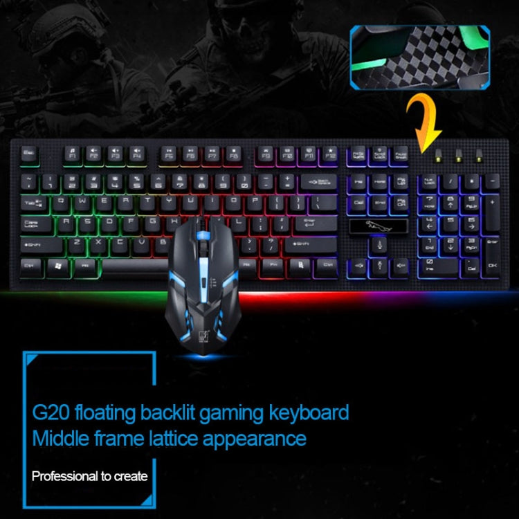 ZGB G20 1600 DPI Professional Wired Glowing Mechanical Feel Suspension Keyboard + Optical Mouse Kit for Laptop, PC – Wear-resistant