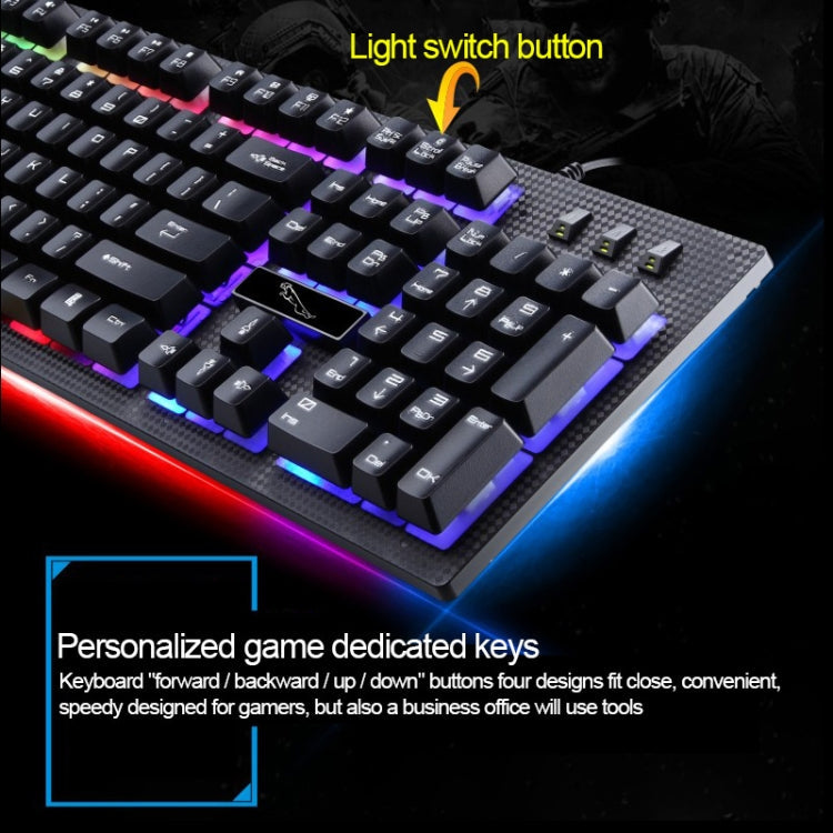 ZGB G20 1600 DPI Professional Wired Glowing Mechanical Feel Suspension Keyboard + Optical Mouse Kit for Laptop, PC – Wear-resistant