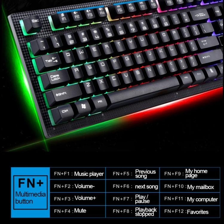 ZGB G20 1600 DPI Professional Wired Glowing Mechanical Feel Suspension Keyboard + Optical Mouse Kit for Laptop, PC – Wear-resistant
