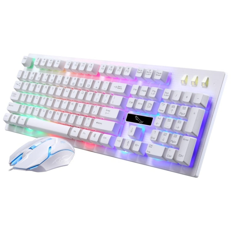 ZGB G20 1600 DPI Professional Wired Glowing Mechanical Feel Suspension Keyboard + Optical Mouse Kit for Laptop, PC – Wear-resistant White