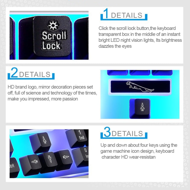 ZGB G21 1600 DPI Professional Wired Colorful Backlight Mechanical Feel Suspension Keyboard + Optical Mouse Kit for Laptop, PC – Wear-resistant