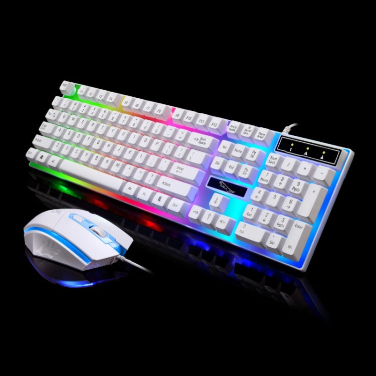 ZGB G21 1600 DPI Professional Wired Colorful Backlight Mechanical Feel Suspension Keyboard + Optical Mouse Kit for Laptop, PC – Wear-resistant White