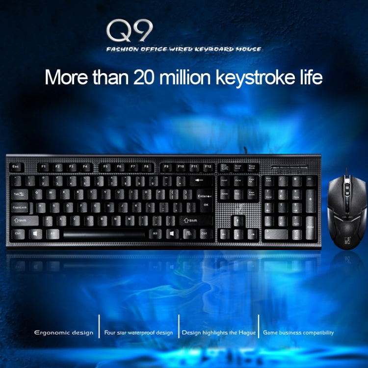 Chasing Leopard Q9 1600 DPI Professional Wired Grid Texture Gaming Office Keyboard + Optical Mouse Kit – Durable Build, Easy to Use