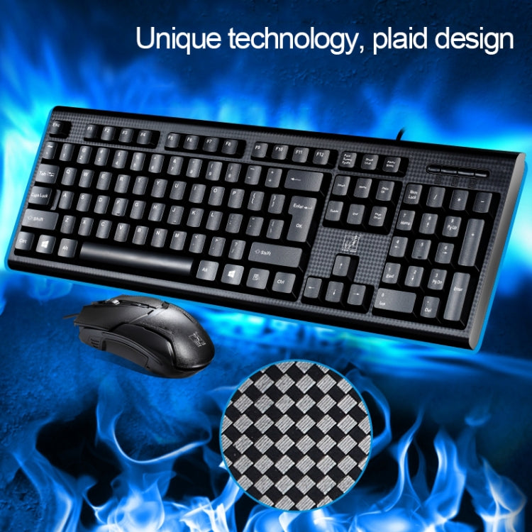 Chasing Leopard Q9 1600 DPI Professional Wired Grid Texture Gaming Office Keyboard + Optical Mouse Kit – Durable Build, Easy to Use