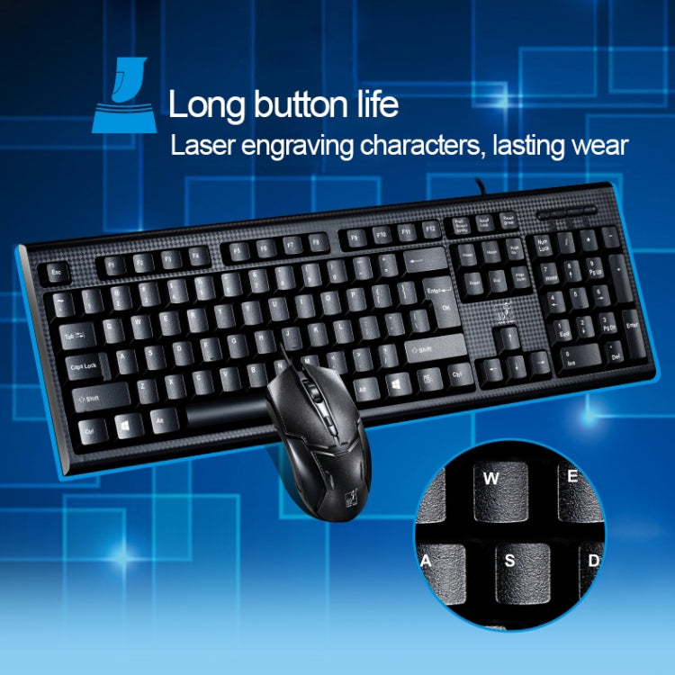 Chasing Leopard Q9 1600 DPI Professional Wired Grid Texture Gaming Office Keyboard + Optical Mouse Kit – Durable Build, Easy to Use