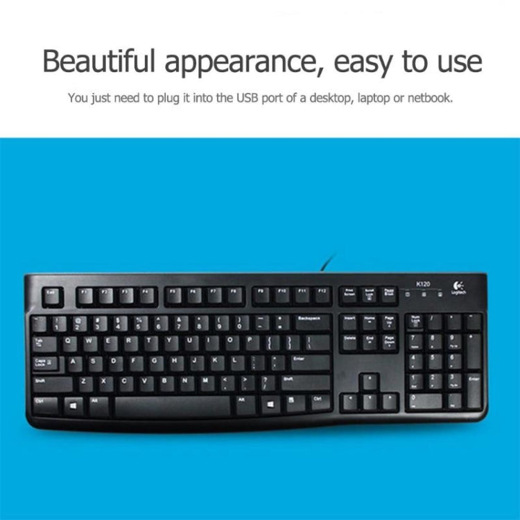 Logitech K120 USB Waterproof Splash Wired Keyboard for Desktop Computers / Laptops, Logitech K120 – Waterproof