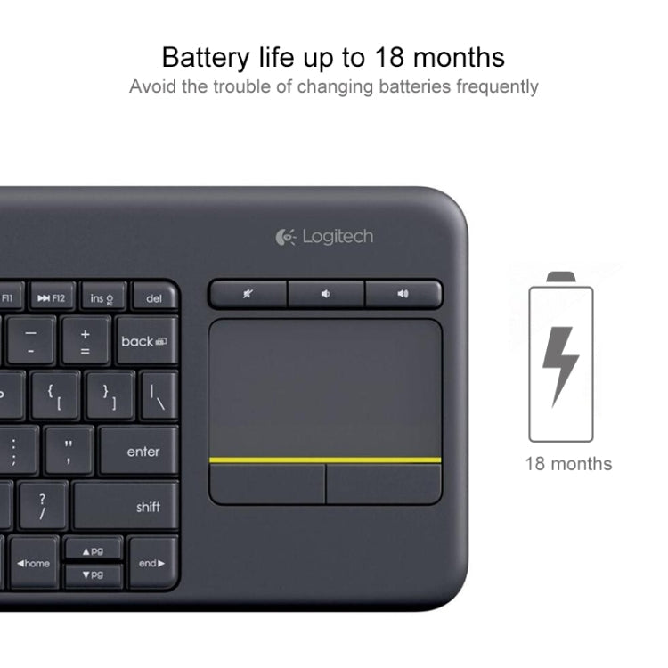 Logitech K400 Plus 2.4GHz Wireless Touch Control Keyboard, Wireless Range: 10m, Logitech K400 Plus – Touch Control