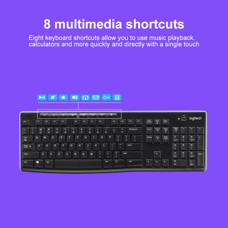 Logitech MK270 2.4GHz Wireless Keyboard + Mouse Set – Durable Build, Easy to Use