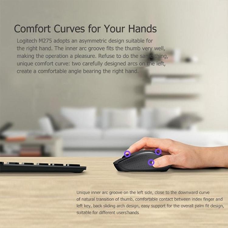 Logitech M280 2.4GHz 3-keys 1000DPI Wireless Optical Mouse, Wireless Range: 10m – Plug-and-play