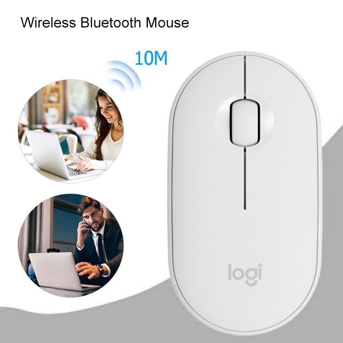 Logitech Pebble Cobblestone Shape Thin 3-keys 1000DPI Mute Wireless Bluetooth Optical Mouse, Wireless Range: 10m – Bluetooth
