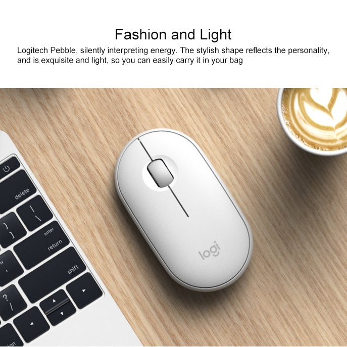 Logitech Pebble Cobblestone Shape Thin 3-keys 1000DPI Mute Wireless Bluetooth Optical Mouse, Wireless Range: 10m – Bluetooth