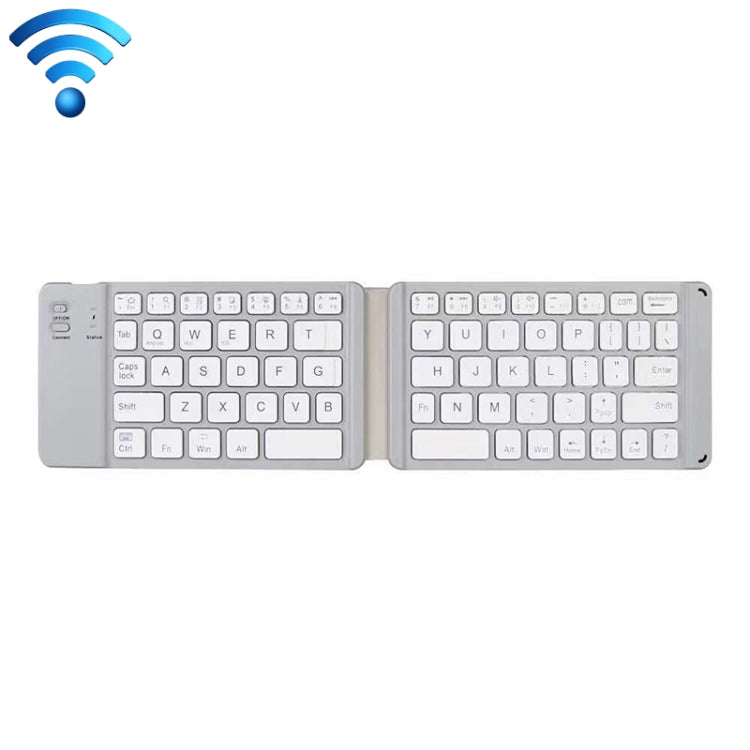 K018 USB Charging Foldable 67 Keys Bluetooth Wireless Keyboard – Magnetic, Leather, Bluetooth Silver