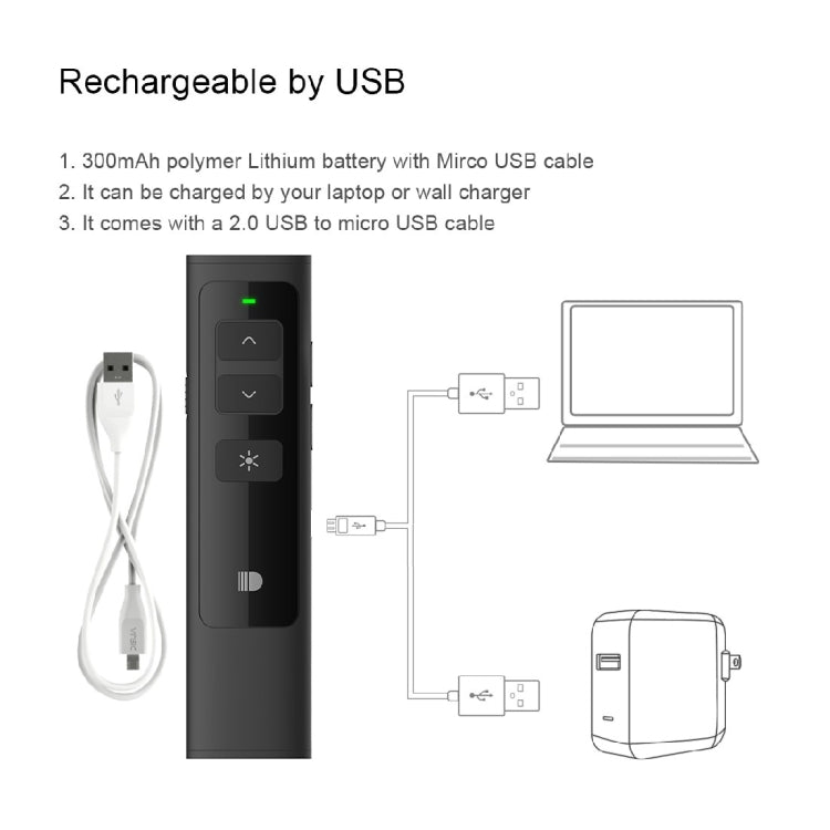 Doosl DSIT013 2.4GHz Rechargeable PowerPoint Presentation Remote Control Multi-functional Laser Pointer for PowerPoint / Keynote / Prezi, Control Distance: 100m – Durable Build, Easy to Use