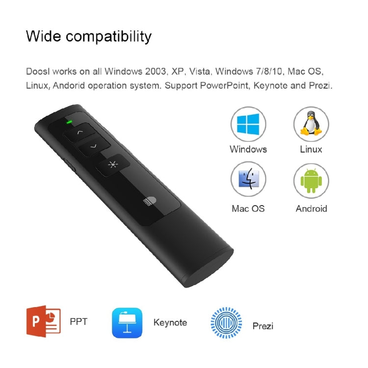 Doosl DSIT013 2.4GHz Rechargeable PowerPoint Presentation Remote Control Multi-functional Laser Pointer for PowerPoint / Keynote / Prezi, Control Distance: 100m – Durable Build, Easy to Use