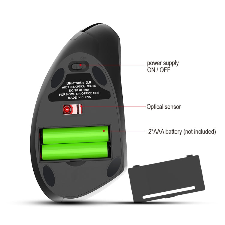 HXSJ T29 Bluetooth 3.0 Wireless Bluetooth 6-Keys 2400 DPI Adjustable Ergonomics Optical Vertical Mouse, 6 Buttons T29 Grey – Bluetooth