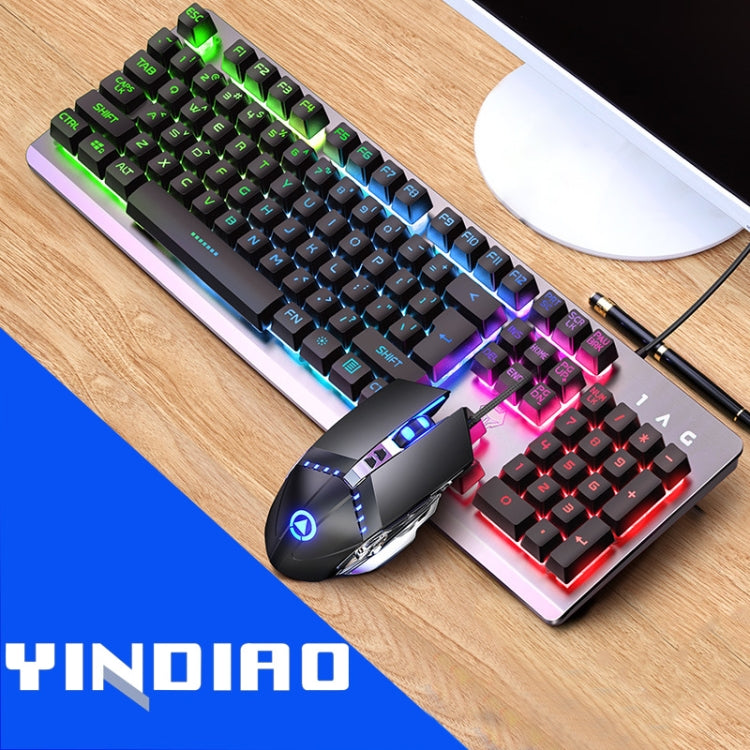 YINDIAO K002 USB Wired Mechanical Feel RGB Backlight Keyboard + Optical Silent Mouse Set, RGB Backlight / Silent / Black, RGB Backlight / White – Durable Build, Easy to Use RGB Backlight Silent Black Black