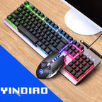 YINDIAO K002 USB Wired Mechanical Feel RGB Backlight Keyboard + Optical Silent Mouse Set, RGB Backlight / Silent / Black, RGB Backlight / White – Durable Build, Easy to Use RGB Backlight Silent Black Black