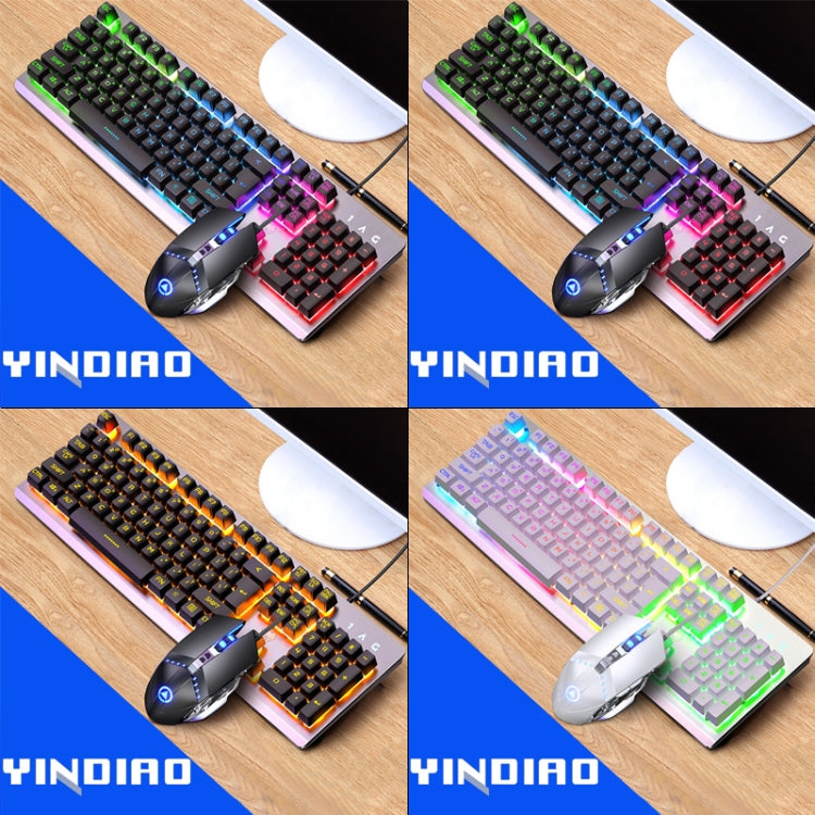 YINDIAO K002 USB Wired Mechanical Feel RGB Backlight Keyboard + Optical Silent Mouse Set, RGB Backlight / Silent / Black, RGB Backlight / White – Durable Build, Easy to Use