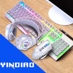 YINDIAO K002 USB Wired Mechanical Feel RGB Backlight Keyboard + Optical Mouse + Headset Set, RGB Backlight / Black, RGB Backlight / Silent / Black, Orange Backlight / Black, RGB Backlight / White – TPU RGB Backlight White White