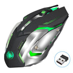 HXSJ M10 2.4GHz 6-keys USB Rechargeable Colorful Lighting Ergonomic 2400DPI Wireless Optical Gaming Mouse for Desktop Computers, M10 – Durable Build, Easy to Use