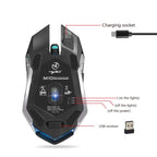 HXSJ M10 2.4GHz 6-keys USB Rechargeable Colorful Lighting Ergonomic 2400DPI Wireless Optical Gaming Mouse for Desktop Computers, M10 – Durable Build, Easy to Use