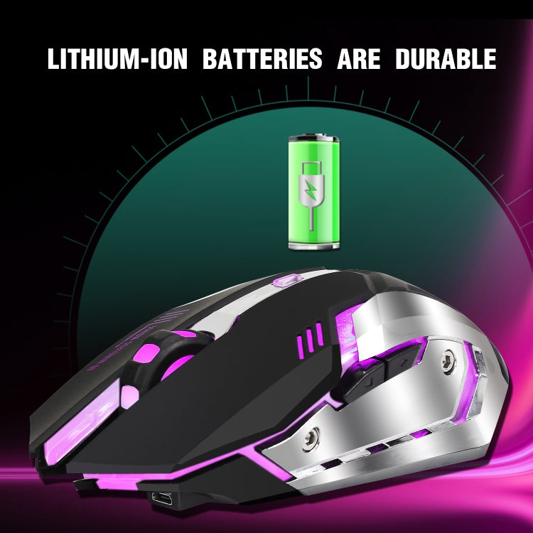 HXSJ M10 2.4GHz 6-keys USB Rechargeable Colorful Lighting Ergonomic 2400DPI Wireless Optical Gaming Mouse for Desktop Computers, M10 – Durable Build, Easy to Use
